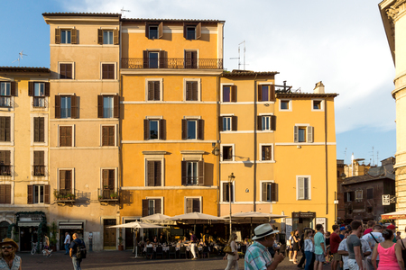 ROME, ITALY - JUNE 22, 2017: Amazing Sunset view Campo de Fiori in city of Rome, Italyのeditorial素材