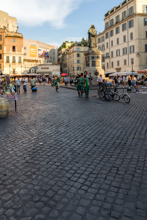ROME, ITALY - JUNE 22, 2017: Amazing Sunset view Campo de Fiori in city of Rome, Italyのeditorial素材