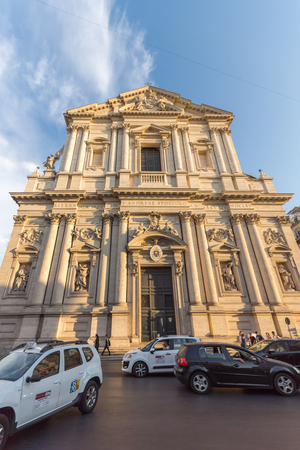 ROME, ITALY - JUNE 22, 2017: Amazing Sunset view of Chiesa Sant Andrea della Valle in Rome, Italyのeditorial素材