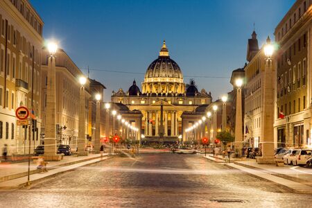 ROME, ITALY - JUNE 22, 2017: Amazing Night photo of Vatican and St. Peter's Basilica in Rome, Italyのeditorial素材