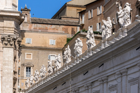 ROME, ITALY - JUNE 23, 2017: Architectural detail of St. Peter's Basilica at  Saint Peter's Square, Vatican, Rome, Italyのeditorial素材