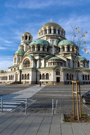 SOFIA, BULGARIA - NOVEMBER 7, 2017: Golden Domes  of Cathedral Saint Alexander Nevski in Sofia, Bulgariaのeditorial素材
