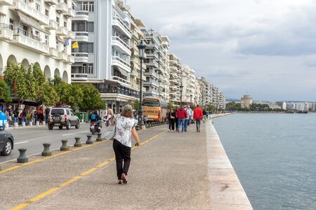 THESSALONIKI, GREECE - SEPTEMBER 30, 2017:  Amazing view of embankment of city of Thessaloniki, Central Macedonia, Greeceのeditorial素材