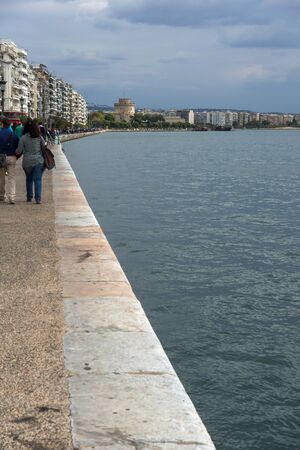 THESSALONIKI, GREECE - SEPTEMBER 30, 2017:  Amazing view of embankment of city of Thessaloniki, Central Macedonia, Greeceのeditorial素材
