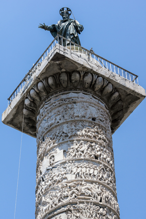 ROME, ITALY - JUNE 23, 2017: Amazing view of Marcus Aurelius Column in city of Rome, Italyのeditorial素材