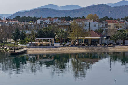 KERAMOTI, GREECE - APRIL 4, 2016:  Amazing view of Port of village of Keramoti, East Macedonia and Thrace, Greeceのeditorial素材