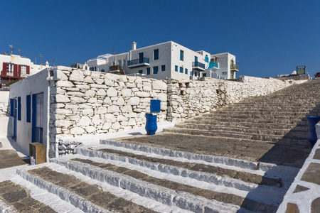 MYKONOS, GREECE - MAY 1, 2013: Typical street on the island of Mykonos, Cyclades, Greeceのeditorial素材