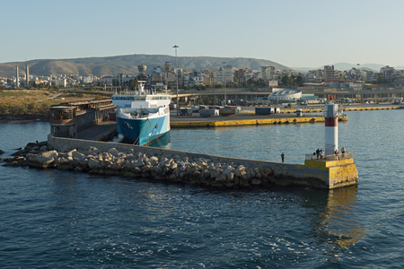 SYROS, GREECE - APRIL 30, 2013: Port of city of Piraeus, Athens, Attica, Greeceのeditorial素材