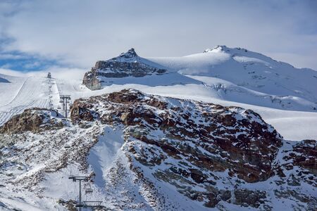 Amazing winter view of Alps from Matterhorn Glacier Paradise, Switzerlandの写真素材
