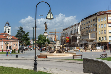 SKOPJE, REPUBLIC OF MACEDONIA - 13 MAY 2017:  Panorama of Skopje City Center, Republic of Macedoniaのeditorial素材