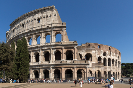 ROME, ITALY - JUNE 23, 2017: People in front of  Colosseum in city of Rome, Italyのeditorial素材