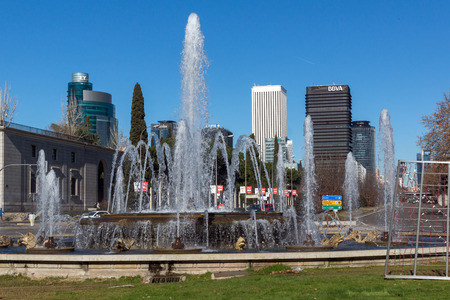 MADRID, SPAIN - JANUARY 21, 2018:  Plaza San Juan de la cruz at Paseo de la Castellana street in City of Madrid, Spainのeditorial素材