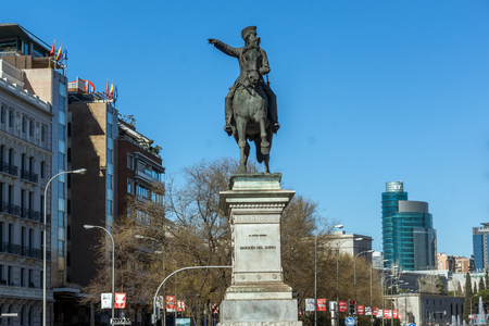 MADRID, SPAIN - JANUARY 21, 2018: Marques del Duero monument at Paseo de la Castellana street in City of Madrid, Spainのeditorial素材