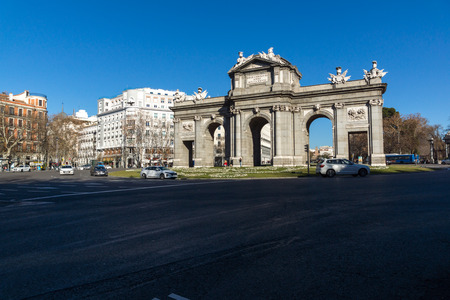 MADRID, SPAIN - JANUARY 21, 2018: Puerta de Alcala in City of Madrid, Spainのeditorial素材