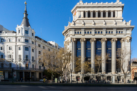 MADRID, SPAIN - JANUARY 21, 2018: Building of Cervantes Institute at Alcala street in City of Madrid, Spain