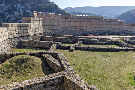 Ruins of the medieval fortress Krakra from the period of First Bulgarian Empire near city of Pernik, Bulgariaの写真素材