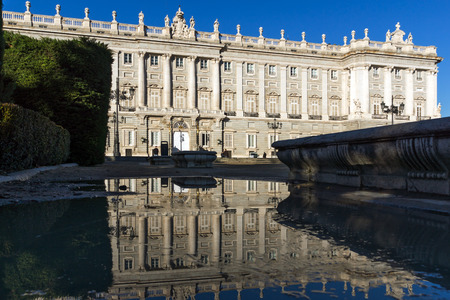 MADRID, SPAIN - JANUARY 22, 2018:  Beautiful view of the facade of the Royal Palace of Madrid, Spainのeditorial素材