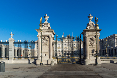 MADRID, SPAIN - JANUARY 22, 2018:  Beautiful view of the facade of the Royal Palace of Madrid, Spainのeditorial素材