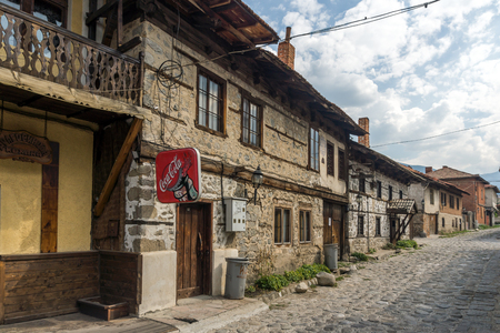 BANSKO, BULGARIA - AUGUST 13, 2013: Authentic nineteenth century houses in town of Bansko, Blagoevgrad Region, Bulgariaのeditorial素材