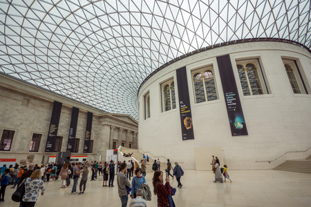 LONDON, ENGLAND - JUNE 16 2016: Inside view of British Museum, City of London, England, Great Britainのeditorial素材