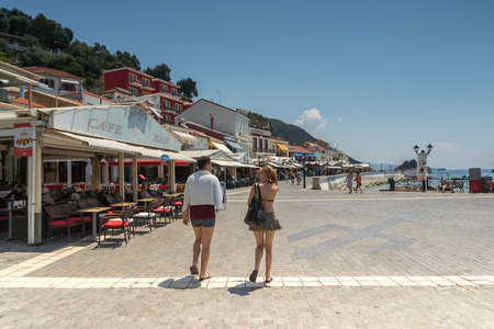 PARGA, GREECE - JULY 17, 2014: Amazing summer view of town of Parga, Epirus, Greeceのeditorial素材