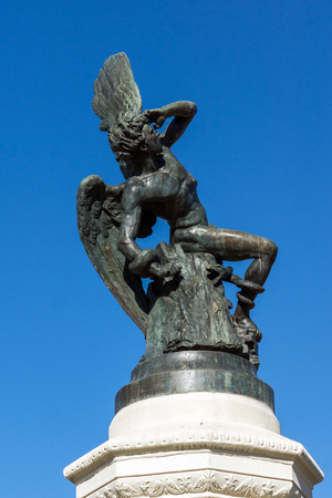 MADRID, SPAIN - JANUARY 22, 2018: Fountain of the Fallen Angel in The Retiro Park in City of Madrid, Spainのeditorial素材