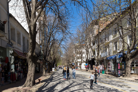 SANDANSKI, BULGARIA - APRIL 4, 2018: The Center and Pedestrian street in town of Sandanski, Bulgariaのeditorial素材