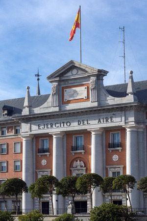MADRID, SPAIN - JANUARY 23, 2018: Architectural detail  of building of Air Force Headquarters in City of Madrid, Spainのeditorial素材