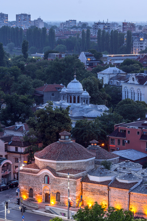 PLOVDIV, BULGARIA - MAY 24, 2018: Amazing Night Panorama to City of Plovdiv from Nebet Tepe hill, Bulgariaのeditorial素材