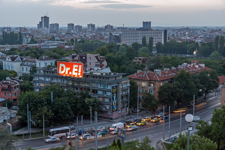 PLOVDIV, BULGARIA - MAY 24, 2018: Amazing Night Panorama to City of Plovdiv from Nebet Tepe hill, Bulgariaのeditorial素材