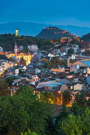 PLOVDIV, BULGARIA - MAY 24, 2018: Amazing Night Panorama to City of Plovdiv from Nebet Tepe hill, Bulgariaのeditorial素材