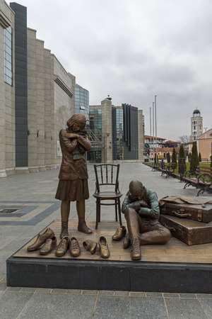 SKOPJE, REPUBLIC OF MACEDONIA - FEBRUARY 24, 2018: Holocaust Museum in city of  Skopje, Republic of Macedoniaのeditorial素材
