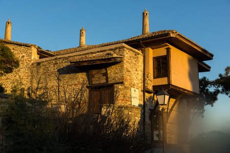 KAVALA, GREECE - DECEMBER 27, 2015: Sunset view of old town of Kavala, East Macedonia and Thrace, Greeceのeditorial素材