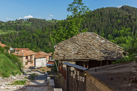 FOTINOVO, BULGARIA - MAY 5, 2018: Typical streets of village of Fotinovo in Rhodopes Mountain, Pazardzhik region, Bulgariaのeditorial素材