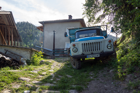 FOTINOVO, BULGARIA - MAY 5, 2018: Typical streets of village of Fotinovo in Rhodopes Mountain, Pazardzhik region, Bulgariaのeditorial素材