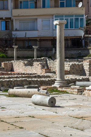 SANDANSKI, BULGARIA - APRIL 4, 2018: Ruins of Episcopal complex with basilica in town of Sandanski, Bulgariaのeditorial素材