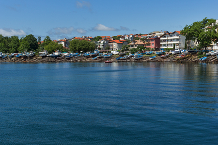 AHTOPOL, BULGARIA - JUNE 30, 2013: Panorama of port of town of Ahtopol,  Burgas Region, Bulgariaのeditorial素材