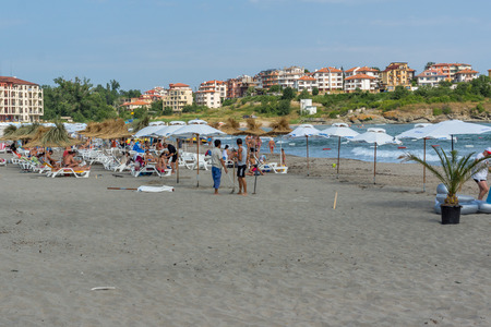 NESTINARKA BEACH, TSAREVO, BULGARIA - JUNE 29, 2013: Panoramic view of Nestinarka Beach near town of Tsarevo, Burgas Region, Bulgariaのeditorial素材