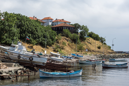 AHTOPOL, BULGARIA - JUNE 30, 2013: Panorama of port of town of Ahtopol,  Burgas Region, Bulgariaのeditorial素材