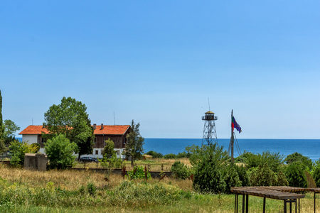 AHTOPOL, BULGARIA - JUNE 30, 2013: Street and houses in village of rezovo,  Burgas Region, Bulgariaのeditorial素材