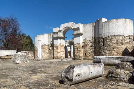 Ruins of Round (Golden) Church  of St. John near The capital city of the First Bulgarian Empire Great Preslav (Veliki Preslav), Bulgariaの写真素材
