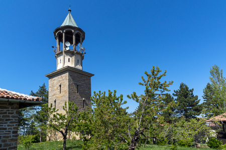 LYASKOVSKI MONASTERY, VELIKO TARNOVO, BULGARIA - APRIL 11, 2017: Medieval buildings in Lyaskovski Monastery St. Peter and  St. Paul near village of Arbanasi, Veliko Tarnovo region, Bulgariaのeditorial素材