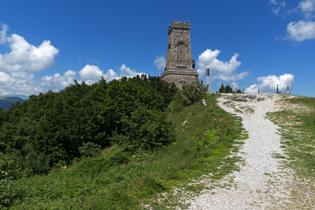 SHIPKA, BULGARIA - JULY 6, 2018:  Summer view of Monument to Liberty Shipka, Stara Zagora Region, Bulgariaのeditorial素材