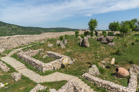 PERISTERA FORTRESS, PESHTERA, BULGARIA - MAY 5, 2018: Ruins of Ancient Byzantine fortress The Peristera in town of Peshtera, Pazardzhik Region, Bulgariaのeditorial素材