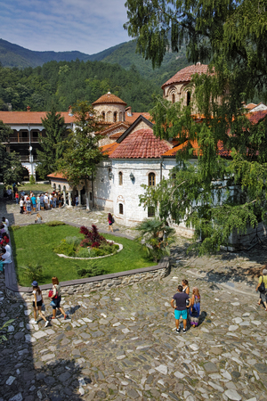 BACHKOVO MONASTERY, BULGARIA - AUGUST 30, 2015:  Buildings in Medieval Bachkovo Monastery, Bulgariaのeditorial素材