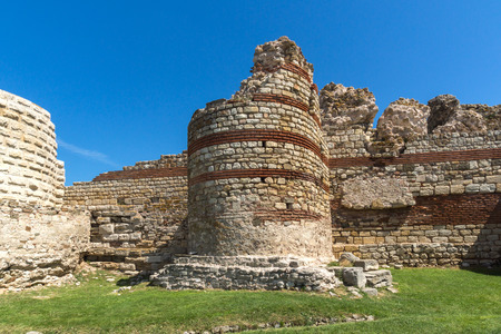 Ancient ruins of Fortifications at the entrance of old town of Nessebar, Burgas Region, Bulgariaの写真素材