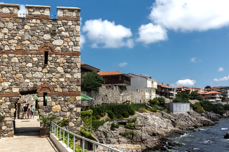 SOZOPOL, BULGARIA - JULY 16. 2016: Amazing Panorama with ancient fortifications and old houses at...