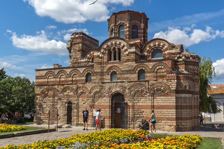 NESSEBAR, BULGARIA - AUGUST 12, 2018: Summer view of Ancient Church of Christ Pantocrator in the town of Nessebar, Burgas Region, Bulgariaのeditorial素材