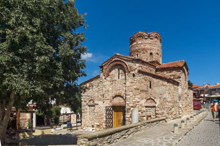 NESSEBAR, BULGARIA - AUGUST 12, 2018: Summer view of Ancient Church of Saint John the Baptist in the town of Nessebar, Burgas Region, Bulgariaのeditorial素材