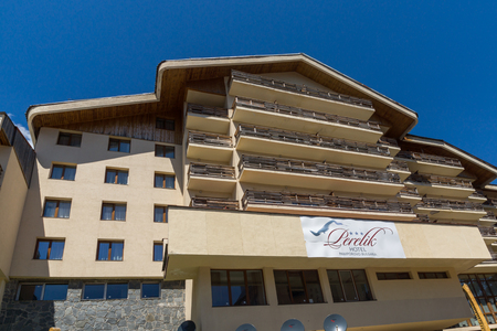 PAMPOROVO, BULGARIA - AUGUST 14, 2018: Summer view of Ski resort Pamporovo in Rhodope Mountains, Smolyan Region, Bulgariaのeditorial素材